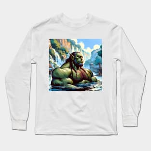 Bathing Orc Muscular Bara Art Long Sleeve T-Shirt